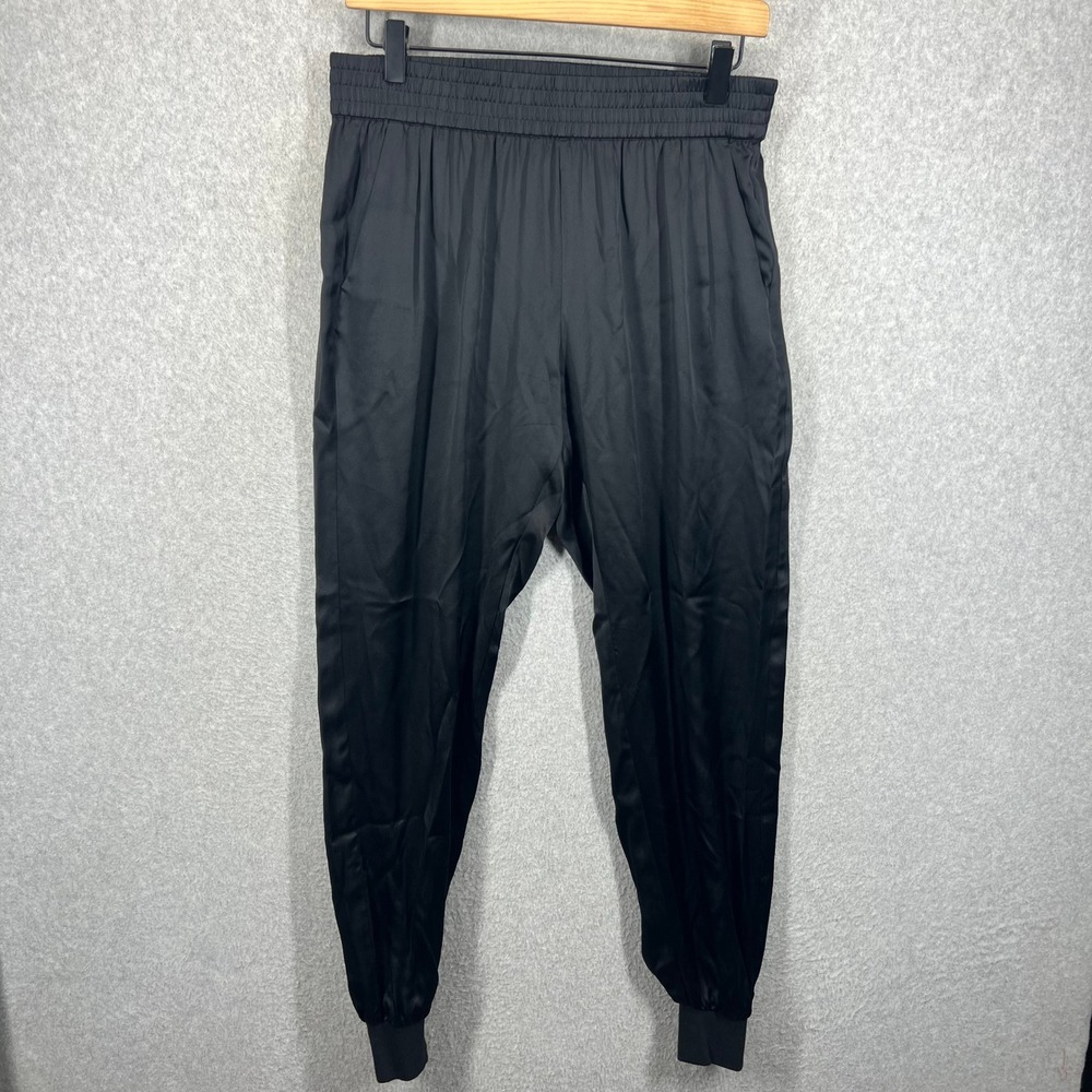 Cami NYC Silk Jogger Pants Womens S Black Elastic Waist Ribbed Cuff 100% Silk